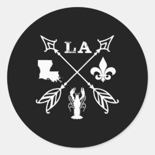 Pegatina Redonda Louisiana Arrow T Shirt New Orleans Mardi Gras