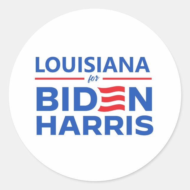 Pegatina Redonda Louisiana para Biden Harris (Anverso)
