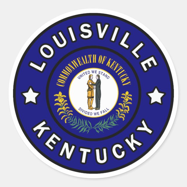 Pegatina Redonda Louisville Kentucky (Anverso)