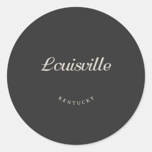 Pegatina Redonda Louisville Kentucky White Font