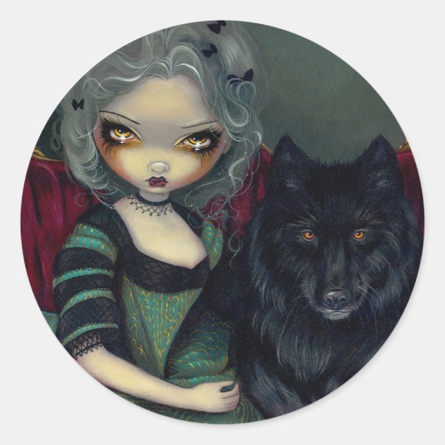 Pegatina Redonda "Loup-Garou: Noir" Sticker (Anverso)