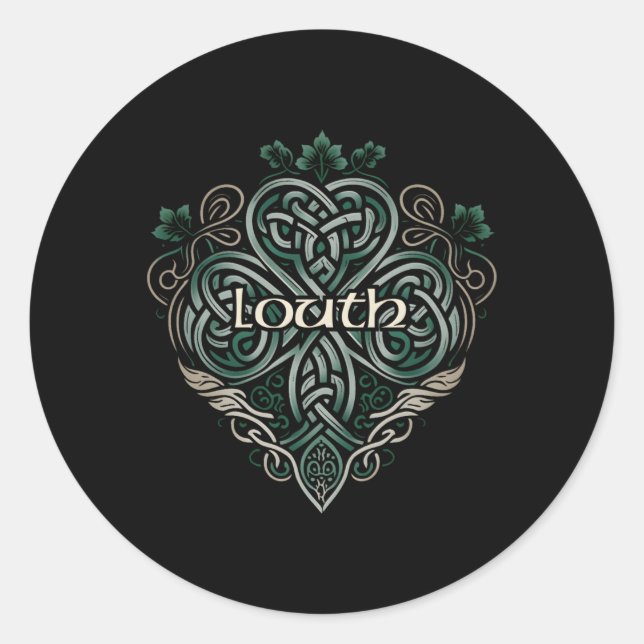 Pegatina Redonda Louth Ireland Celtic Shamrock Gaelic (Anverso)