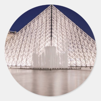 Pegatina Redonda louvre pyramid france paris por la noche
