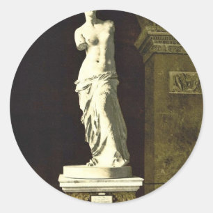 Pegatina Redonda Louvre, Venus de Milo, París, Francia