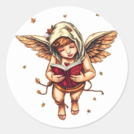 Pegatina Redonda Love 101: La guía de Cupid al romance ❤️ 📖 ✨