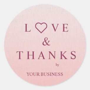 Pegatina Redonda Love and Thanks Quote with Heart in Burgundy