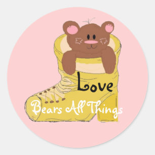 Pegatina Redonda Love Bears All Things