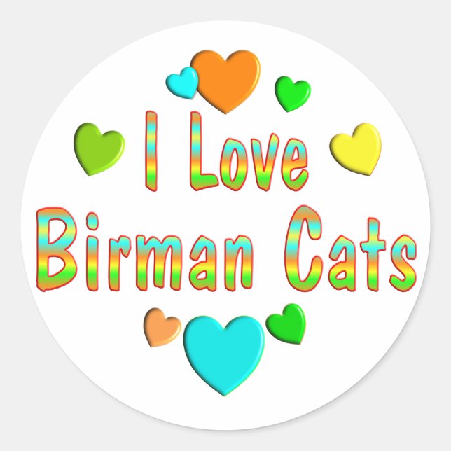 Pegatina Redonda Love Birman Cats (Anverso)