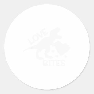 Pegatina Redonda Love Bites divertido T Rex San Valentín Dinosaurio