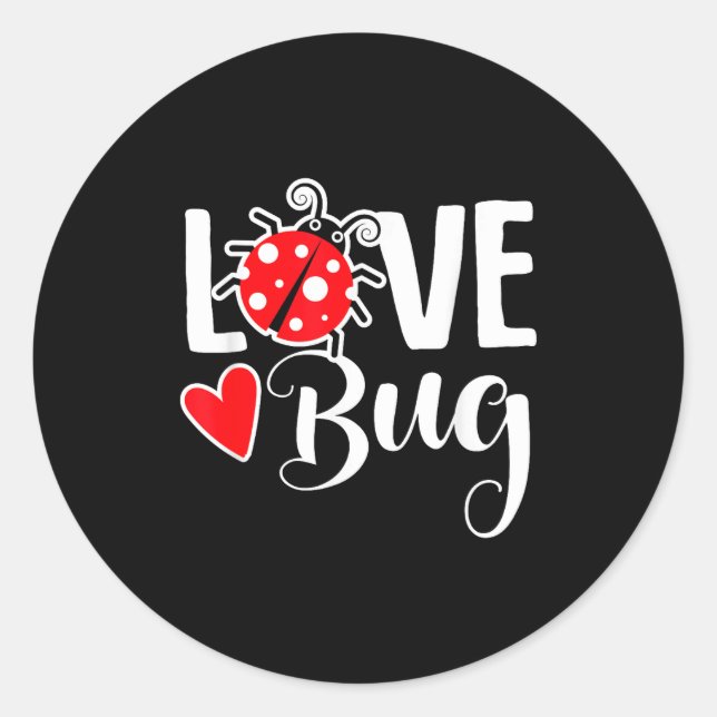 Pegatina Redonda Love Bug Cute Valentine's Day Party Ladybug  (Anverso)