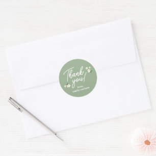 Pegatina Redonda Love Bug Floral Sage Green Baby Shower