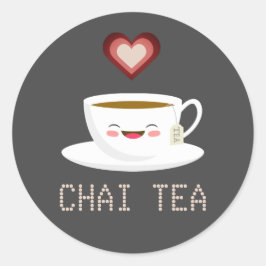 Pegatina Redonda Love Chai Tea