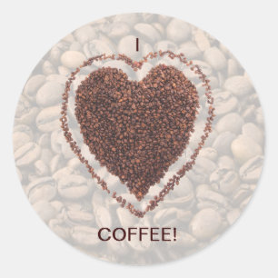 Pegatina Redonda Love Coffee