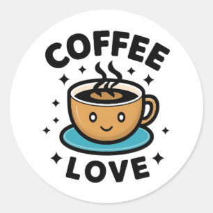 Pegatina Redonda Love Coffee