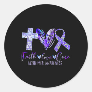 Pegatina Redonda Love Cure Alzheimerheimer