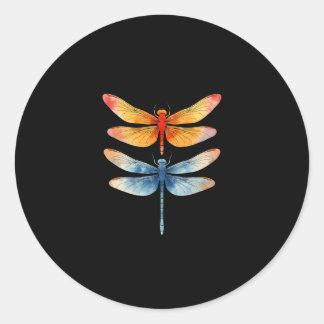 Pegatina Redonda Love Dragonflies child small simple Minimalist Dra