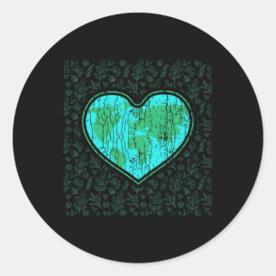 Pegatina Redonda Love Earth Funny Earth's Day Save Our Planet Graph