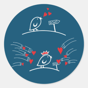 Pegatina Redonda LOVE ECHO - Aves cómicas Tweetlercools 2