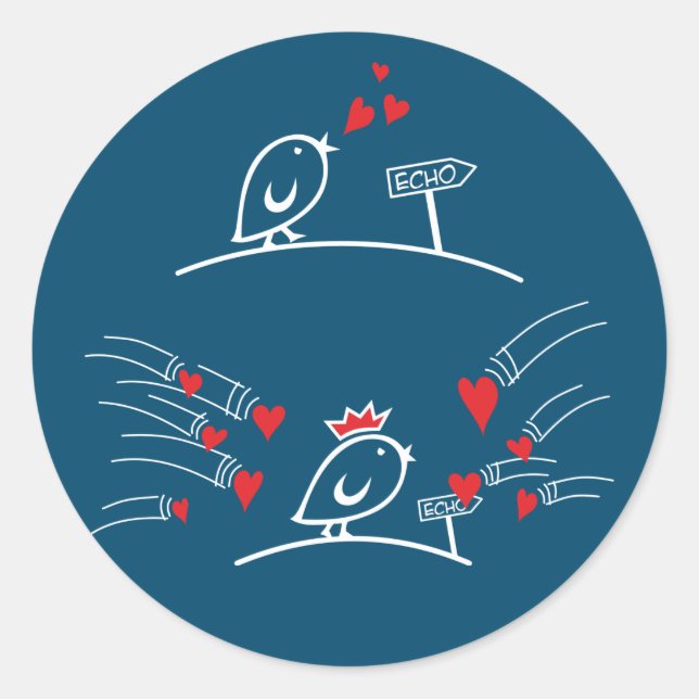Pegatina Redonda LOVE ECHO - Aves cómicas Tweetlercools 2 (Anverso)