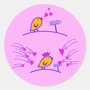 Pegatina Redonda LOVE ECHO - Aves cómicas Tweetlercools 3