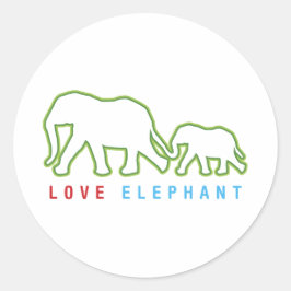 Pegatina Redonda Love Elephant