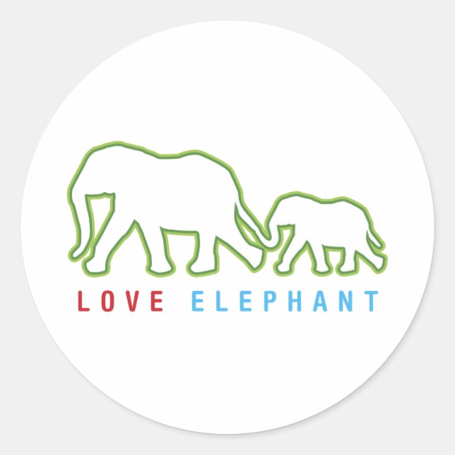 Pegatina Redonda Love Elephant (Anverso)