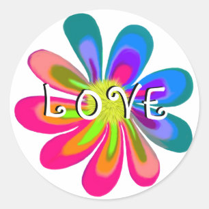Pegatina Redonda LOVE Flower