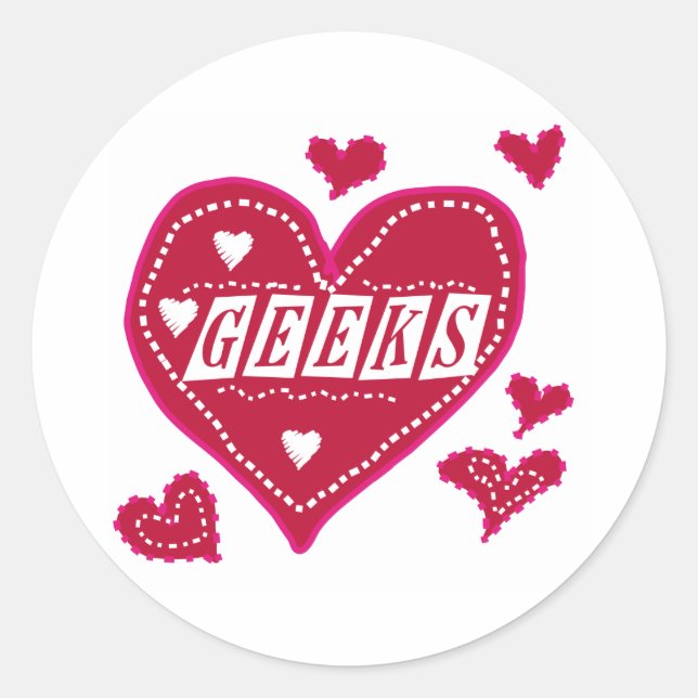 Pegatina Redonda Love GEEKS (Anverso)