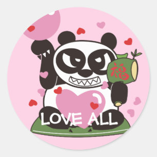 Pegatina Redonda Love God Panda Lucky Charm