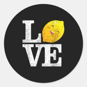 Pegatina Redonda Love Happy Lemon Fresh Summer Lemons Lemonade