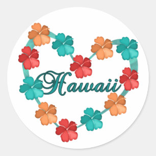 Pegatina Redonda Love Hawaii