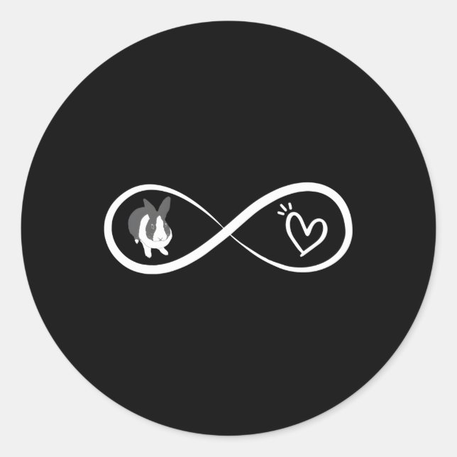 Pegatina Redonda Love He Dutch Rabbit Bunny (Anverso)