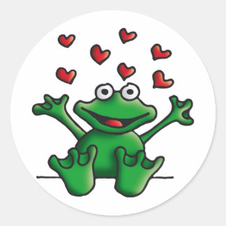 Pegatina Redonda love heart frog