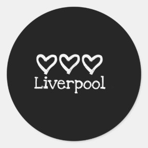 Pegatina Redonda Love Heart Liverpool England 3 Rustic English Hear