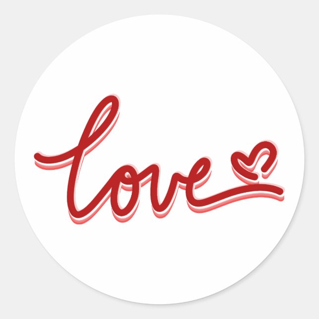 Pegatina Redonda Love Heart Valentines (Anverso)