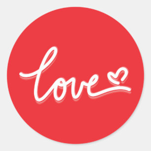 Pegatina Redonda Love Heart Valentines