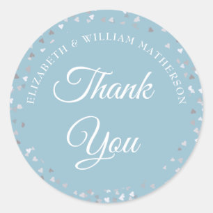 Pegatina Redonda Love Hearts Confetti Script Gracias