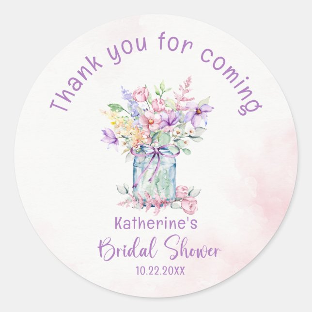 PEGATINA REDONDA LOVE IN BLOOM BRIDAL SHOWER (Anverso)