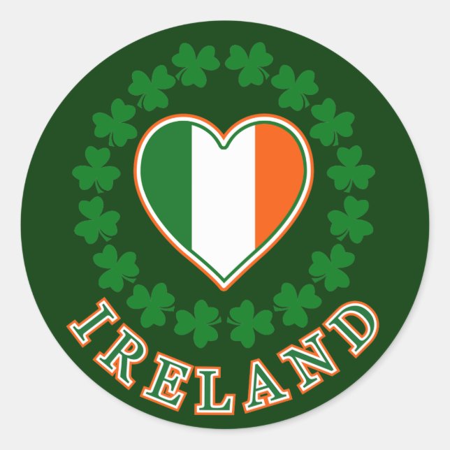 Pegatina Redonda Love Ireland (Anverso)
