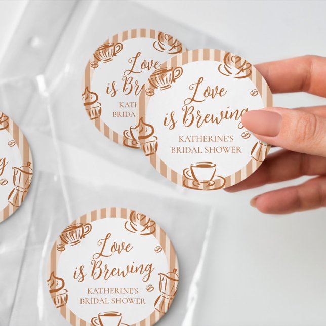 Pegatina Redonda Love is Brewing Bridal Shower  (Subido por el creador)