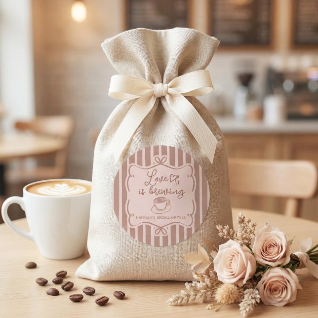 Pegatina Redonda Love is Brewing Coffee Bridal Shower Plates (Subido por el creador)