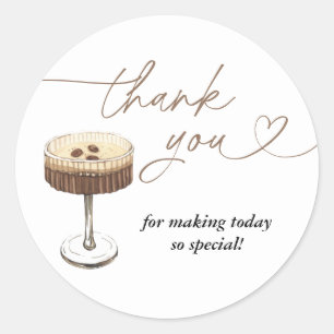 Pegatina Redonda Love Is Brewing Espresso Martini Despedida de Solt
