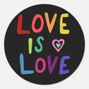 Pegatina Redonda LOVE IS LOVE Rainbow Handlettering Set de