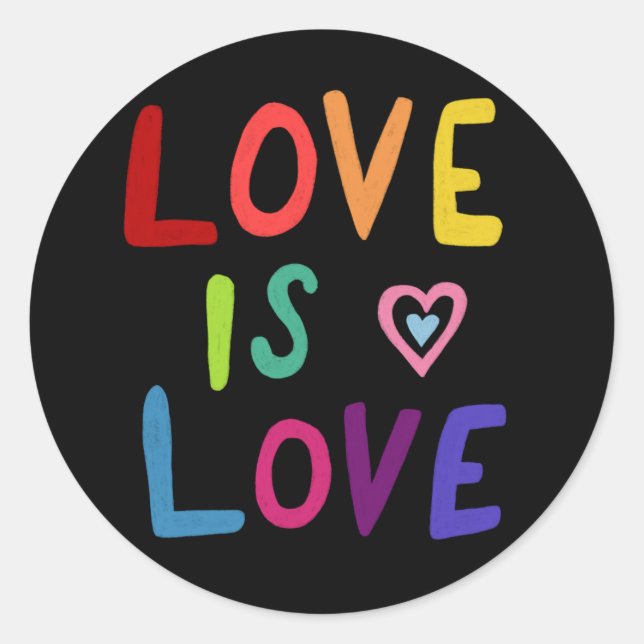 Pegatina Redonda LOVE IS LOVE Rainbow Handlettering Set de (Anverso)