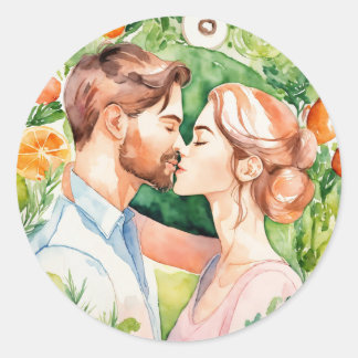 Pegatina Redonda Love Kiss Bliss