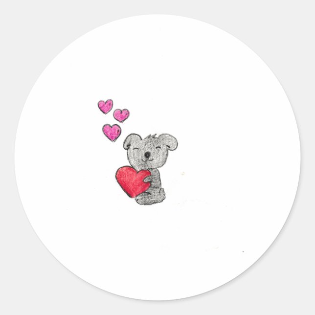 Pegatina Redonda Love Koala Bear (Anverso)