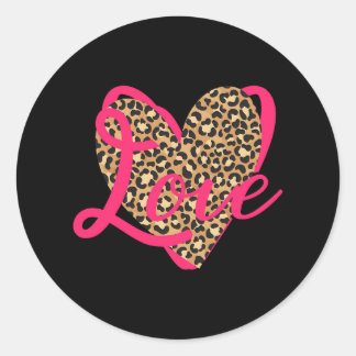 Pegatina Redonda Love Leopard Valentine