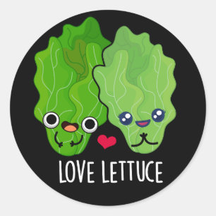 Pegatina Redonda Love Lettuce Funny Veggie Pun Dark BG