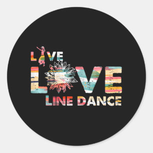 Pegatina Redonda Love Line Dancing Flower Dancer Western Musi