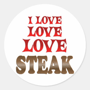 Pegatina Redonda Love Love Steak